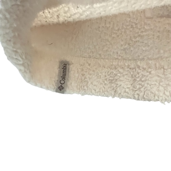 Columbia Women’s Sherpa Hooded Pullover Sweatshirt Sweater Cream w/ Pockets Sz S - Picture 4 of 12